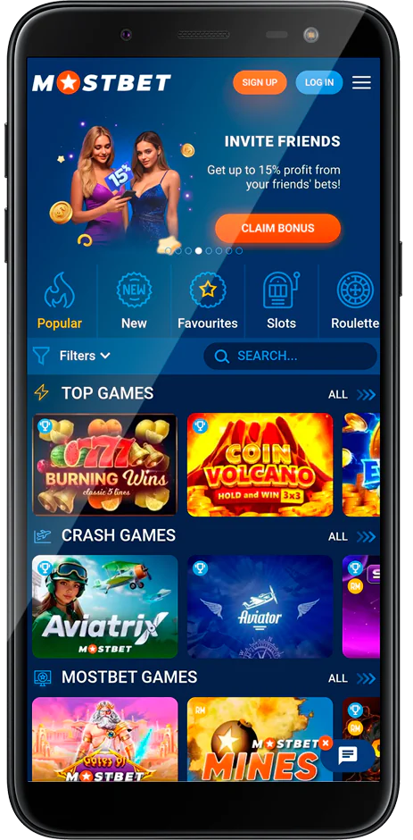 Screenshot of the Casino section in Mostbet